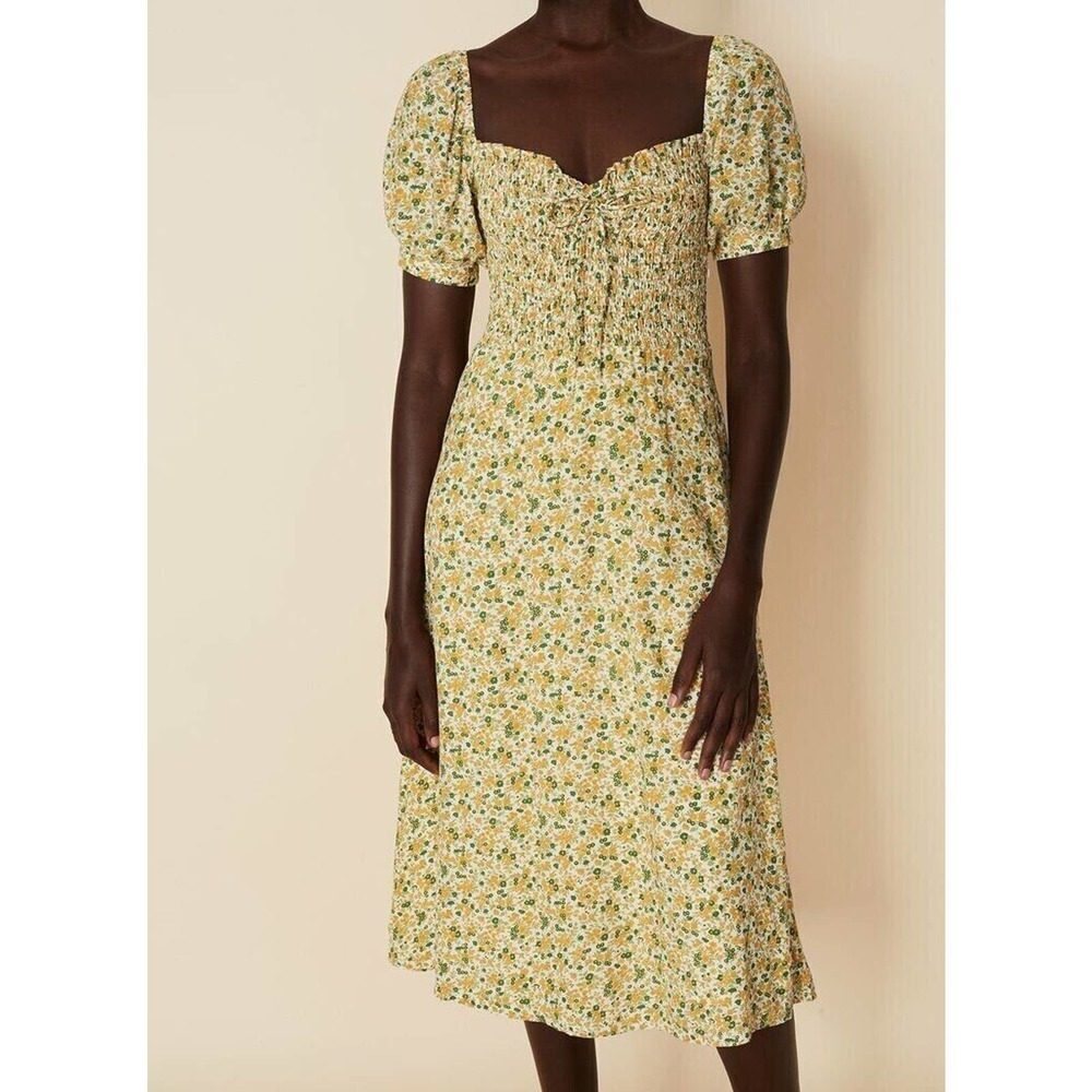 Faithful the brand Juniper midi dress grey garden floral sz 4 - Picture 6 of 13